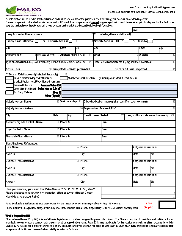 Image: Palko New Account Packet